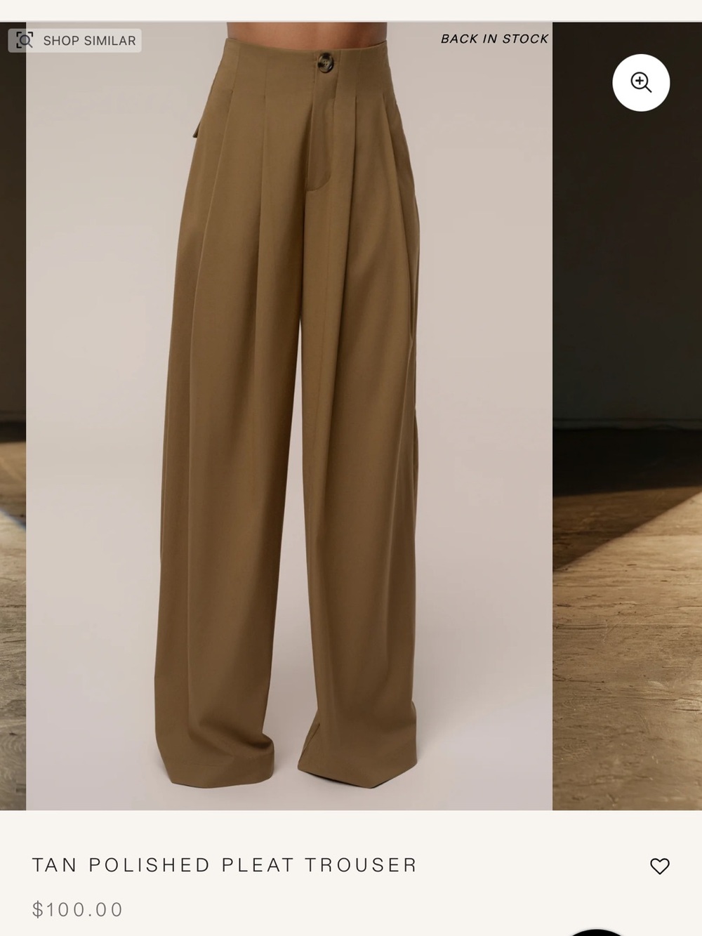 JLUXLABEL Tan Polished Pleat Wide-Leg Trousers